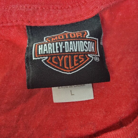 Harley Davidson Legendary Skull Mens Large Graphic Tee Red Shirt Short Sleeve - Picture 4 of 9